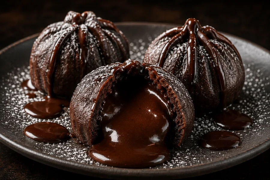Choco lava dumplings with molten chocolate center
