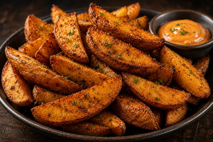 Mustang potato wedges with dip